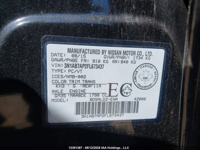 Nissan 2015 2015 3N1AB7AP2FL673437 Image 9