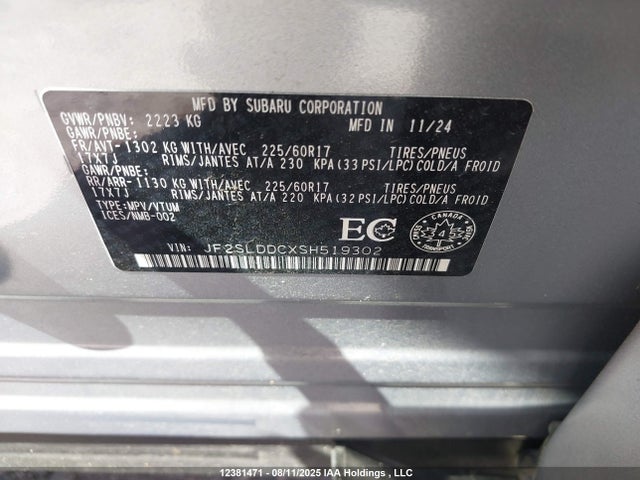 JF2SLDDCXSH519302 Subaru na
