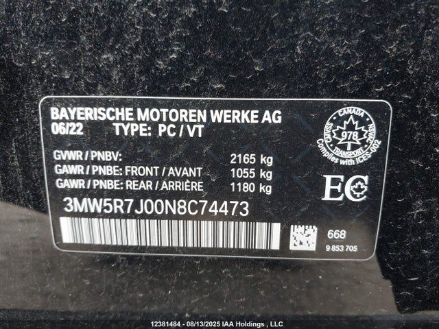 3MW5R7J00N8C74473 BMW 2022