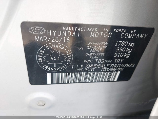 KMHD84LF7HU152973 Hyundai Elantra