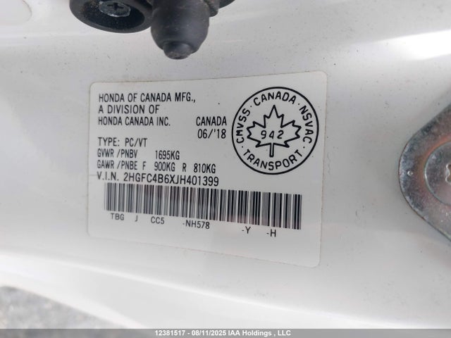2HGFC4B6XJH401399 Honda 2018