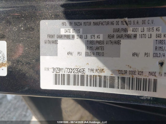 3MZBM1V70GM239495 Mazda pe
