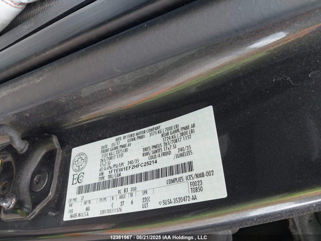 Ford 5.0l-4v 2017 1FTEW1EF2HFC25214 Image 9