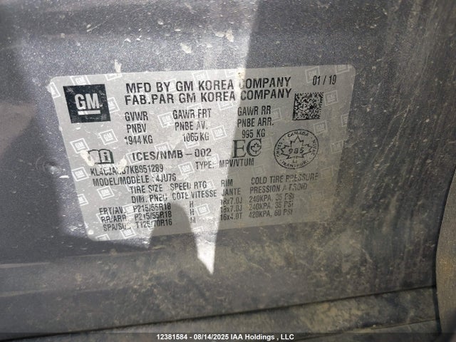 Buick luv: mfi, variable valve timing, alum, e85 max 2019 KL4CJASB7KB851289 Image 9