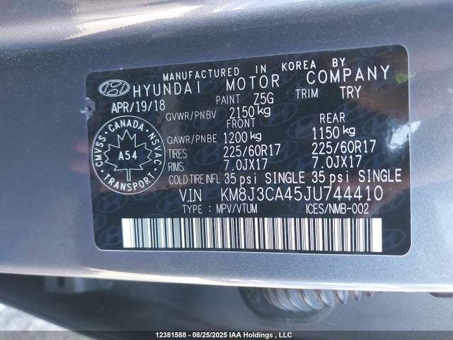 KM8J3CA45JU744410 Hyundai gdi nu