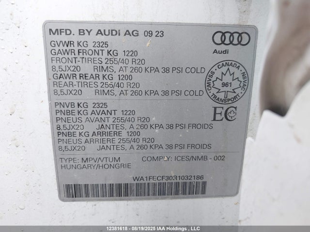 WA1FECF30R1032186 Audi 45 tfsi