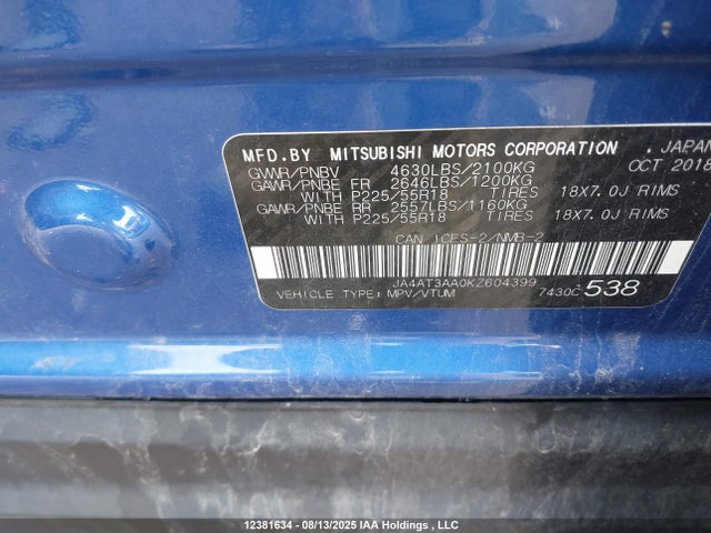 Mitsubishi tc/ic mivec 2019 JA4AT3AA0KZ604399 Image 9