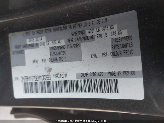 3MZBM1V75EM109256 Mazda pe