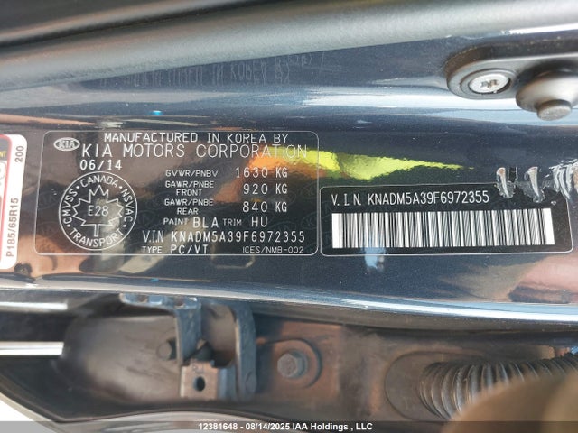 KIA dohc gamma 2015 KNADM5A39F6972355 Image 9