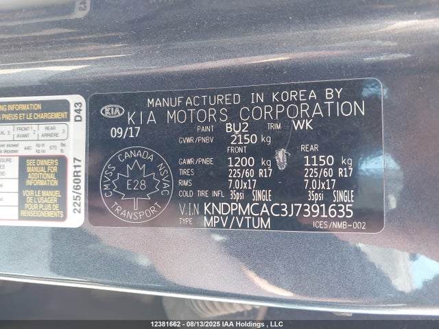 KNDPMCAC3J7391635 KIA gdi theta ii