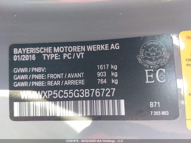 WMWXP5C55G3B76727 Mini 2016