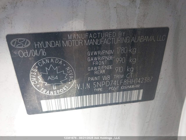 Hyundai 2017 2017 5NPD74LF8HH142387 Image 18