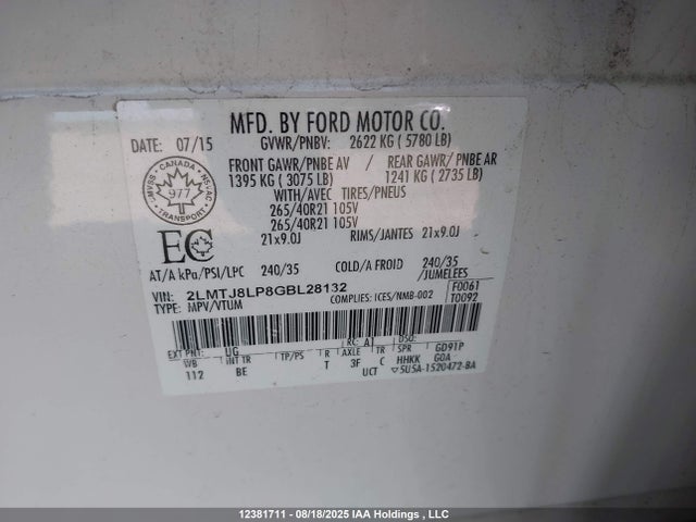 Lincoln gtdi 2016 2LMTJ8LP8GBL28132 Image 9