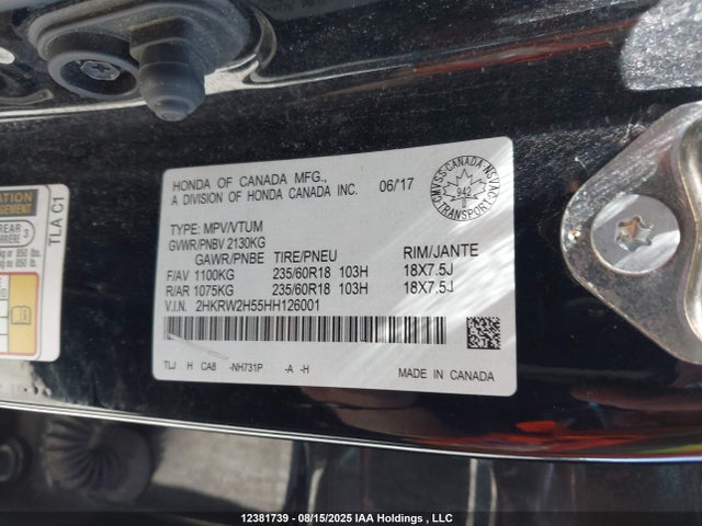 2HKRW2H55HH126001 Honda l15be