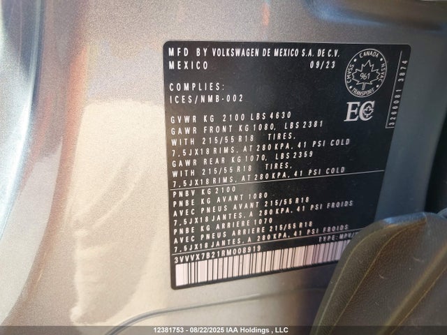 3VVVX7B21RM008919 Volkswagen tsi