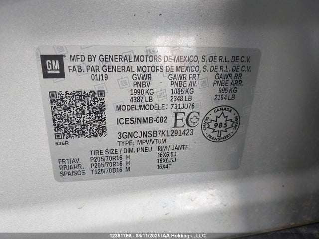 Chevrolet luv - mfi, variable valve timing, e85 max, alum 2019 3GNCJNSB7KL291423 Image 18