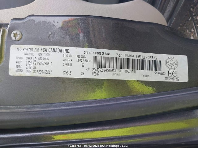 2C4RDGDG3HR830923 Dodge 2017