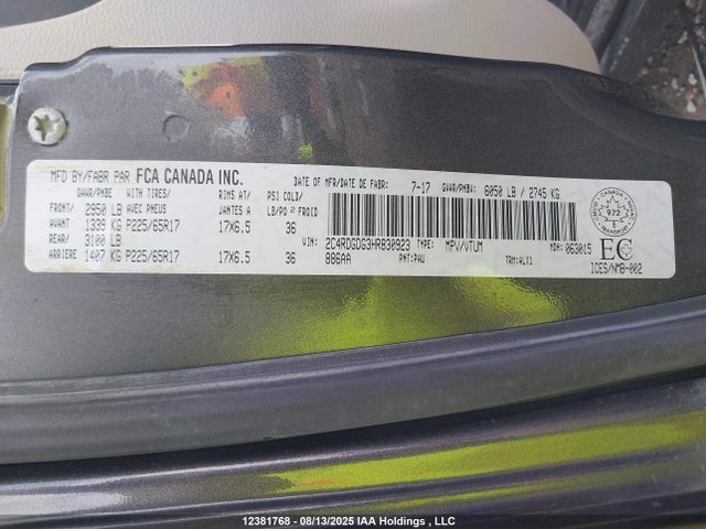 2C4RDGDG3HR830923 Dodge 2017