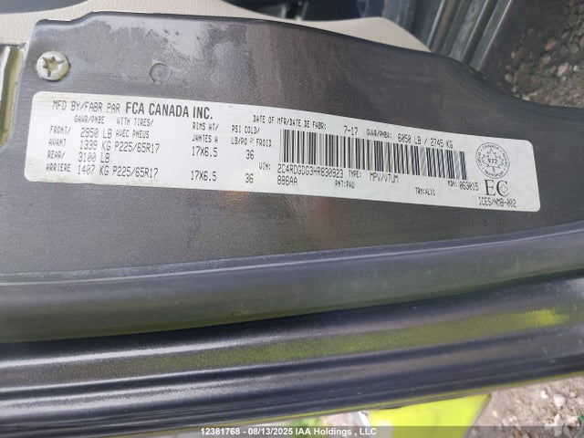 2C4RDGDG3HR830923 Dodge 2017