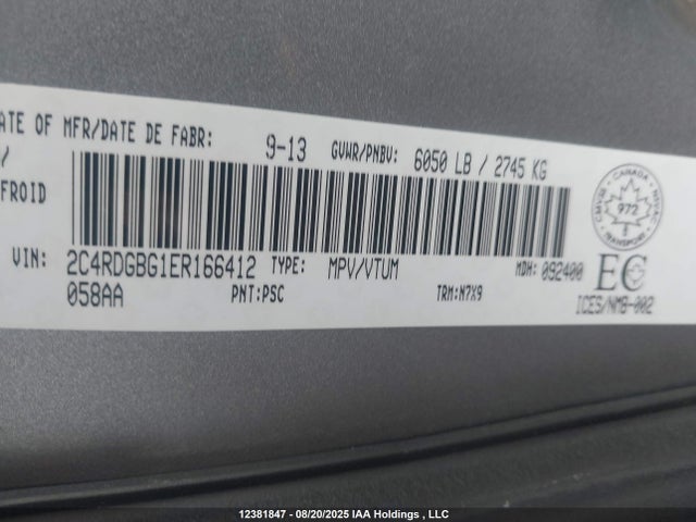 Dodge Grand Caravan 2014 2C4RDGBG1ER166412 Image 9