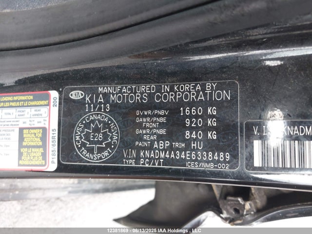 KNADM4A34E6338489 KIA dohc gamma