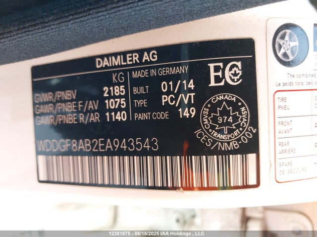 WDDGF8AB2EA943543 Mercedes-Benz C-Class