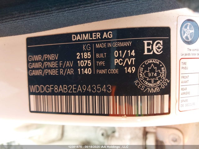 WDDGF8AB2EA943543 Mercedes-Benz C-Class