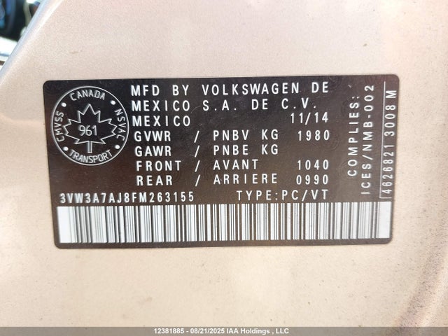 3VW3A7AJ8FM263155 Volkswagen Tdi