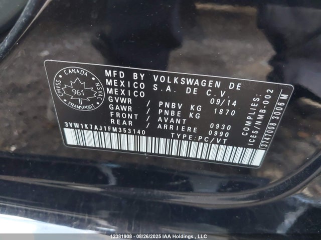 3VW1K7AJ1FM353140 Volkswagen Jetta