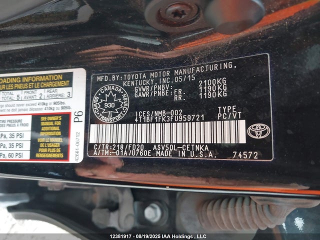 4T1BF1FK3FU959721 Toyota 2ar-fe