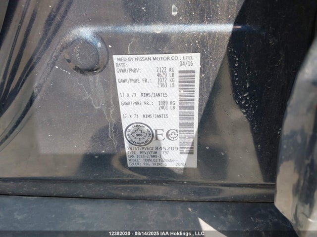 5N1AT2MV6GC845209 Nissan Rogue
