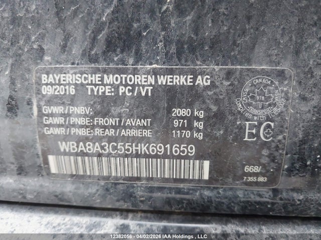 Продажа на аукционе авто 2017 Bmw 320i Xdrive, vin: WBA8A3C55HK691659, номер лота: 12382056