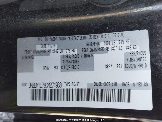3MZBM1L78GM274983 Mazda pe