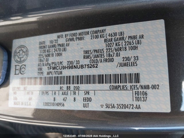 Ford gtdi 240ps 2022 1FMCU9H98NUB75262 Image 9