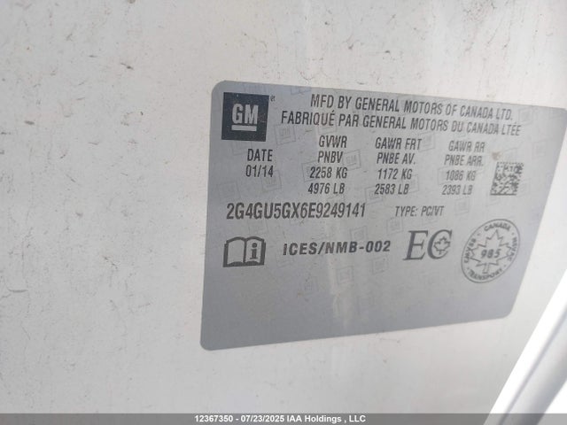 Buick ltg 2014 2G4GU5GX6E9249141 Image 9