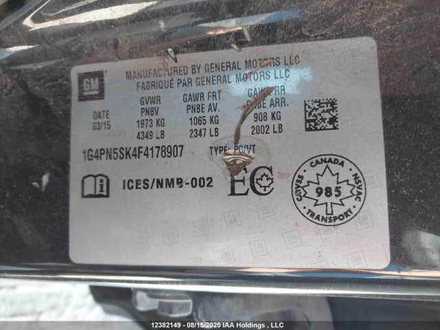 Buick lea 2015 1G4PN5SK4F4178907 Image 9