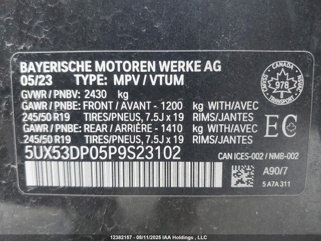 5UX53DP05P9S23102 BMW 2023