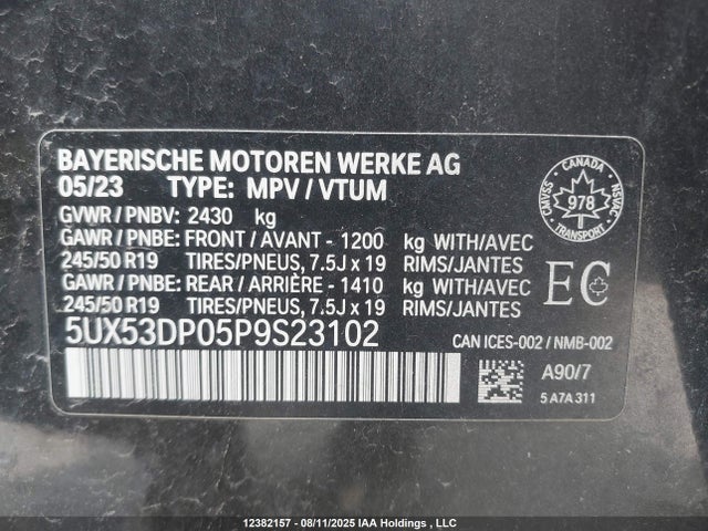 5UX53DP05P9S23102 BMW 2023