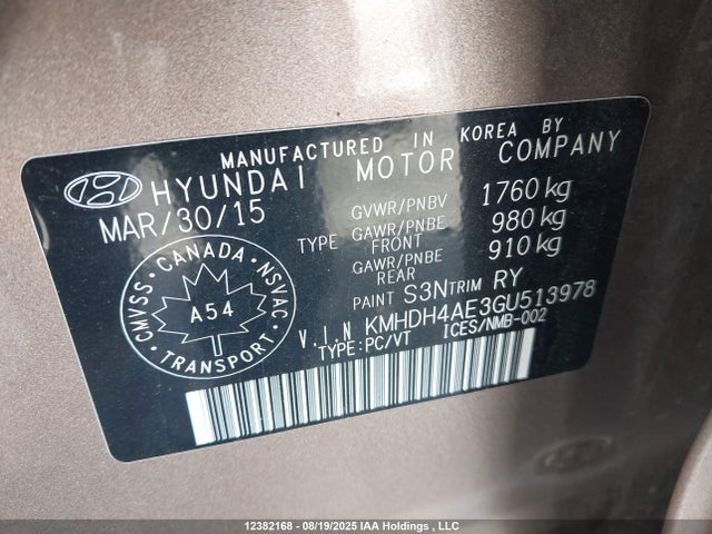 KMHDH4AE3GU513978 Hyundai dohc mpi nu