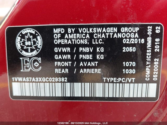 1VWAS7A3XGC029382 Volkswagen 1.8t