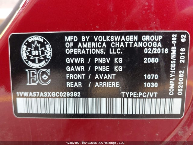 1VWAS7A3XGC029382 Volkswagen 1.8t
