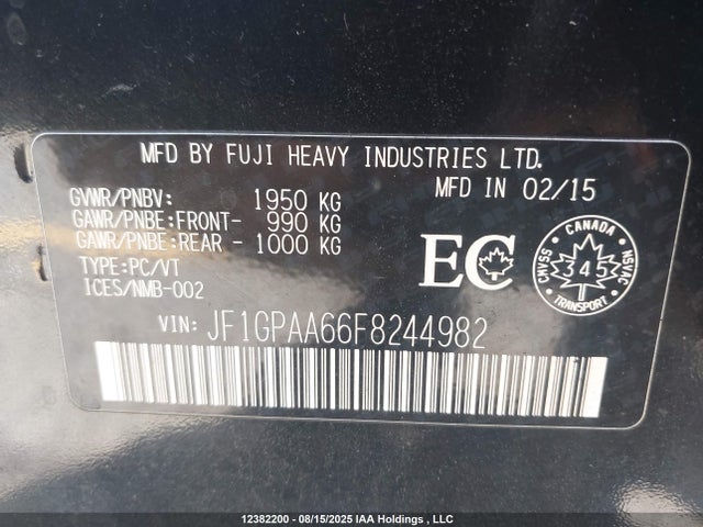 JF1GPAA66F8244982 Subaru 2.0l na