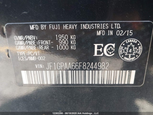 JF1GPAA66F8244982 Subaru 2.0l na