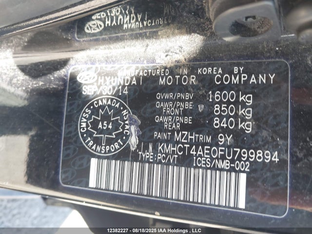 KMHCT4AE0FU799894 Hyundai dohc gdi gamma