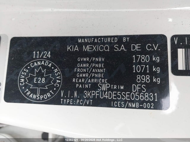 3KPFU4DE5SE056831 KIA k4