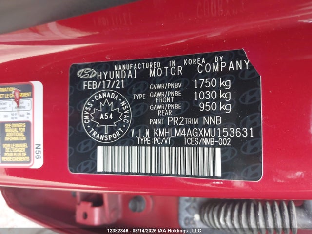 KMHLM4AGXMU153631 Hyundai mpi nu pe