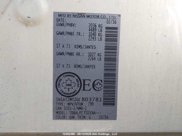 Nissan 2016 2016 5N1AT2MT2GC803781 Image 9