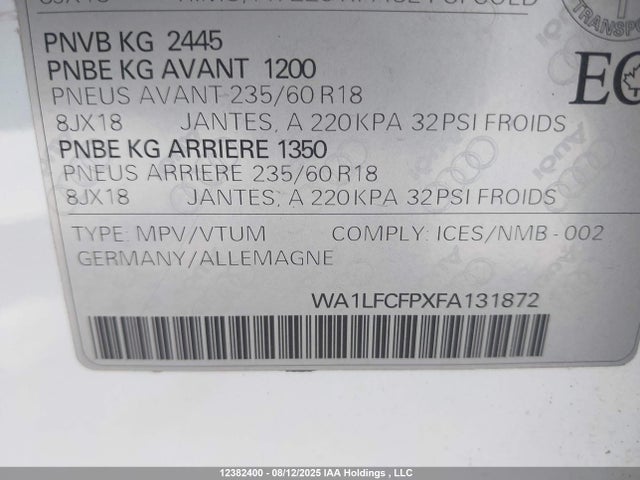 WA1LFCFPXFA131872 Audi 2.0t