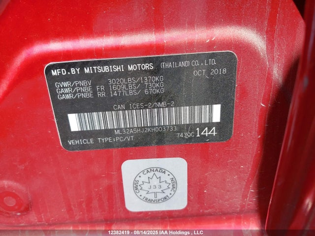 Mitsubishi Mirage 2019 ML32A5HJ2KH003733 Image 9