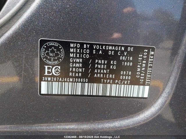 3VW267AJ4GM398650 Volkswagen 1.4t